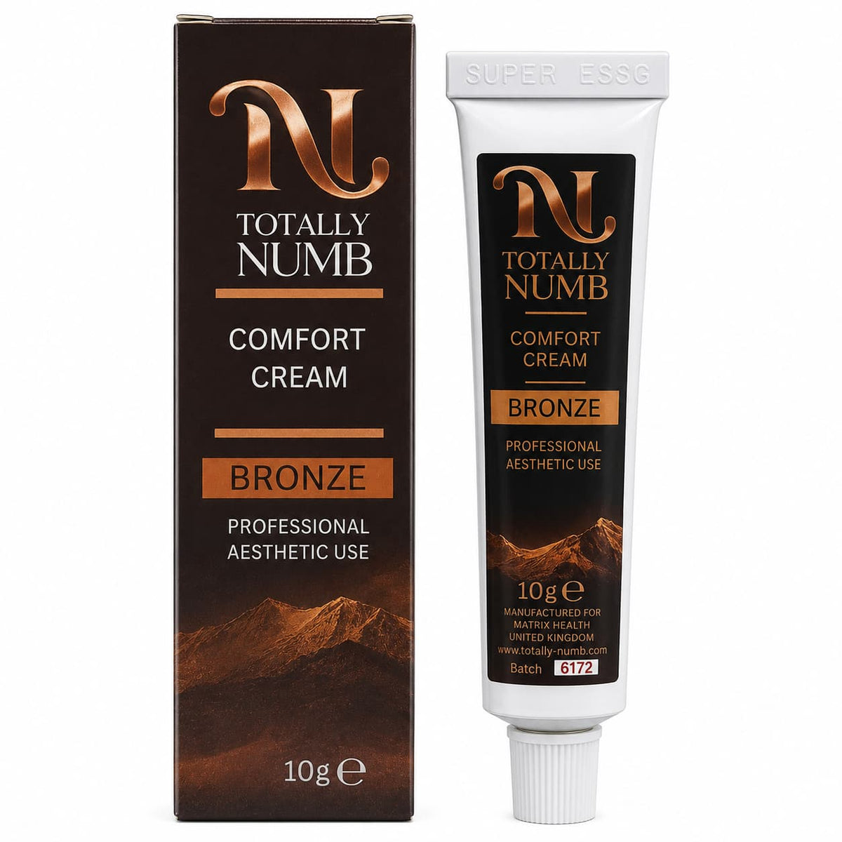 Comfort Cream Bronze 10g box and tube — Totally Numb tattoo numbing cream