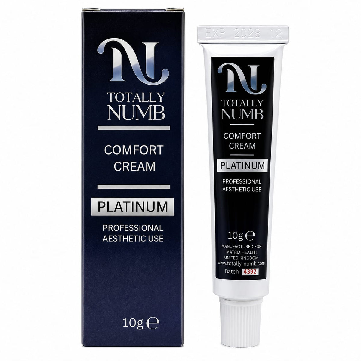 Comfort Cream Platinum 10g box and tube — Totally Numb tattoo numbing cream