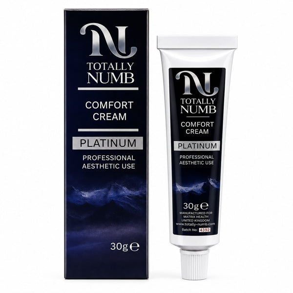 Comfort Cream Platinum 30g box and tube — Totally Numb tattoo numbing cream
