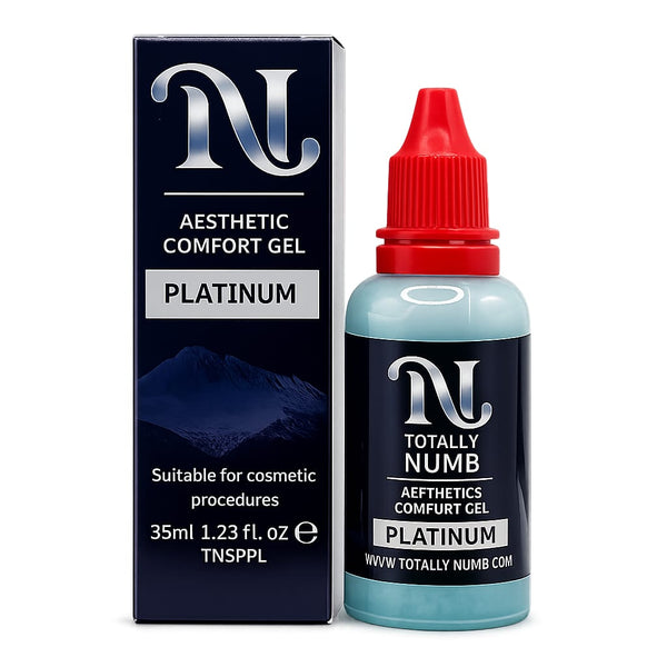 Aesthetic Comfort Gel Platinum 35ml box and bottle — Totally Numb numbing gel